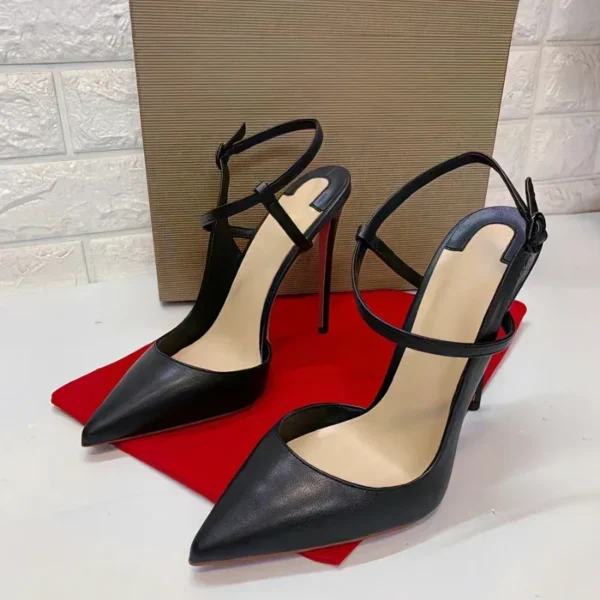New summer and autumn black 12cm lace up high-heeled sandals with sexy slim heels and pointed stylish single shoes