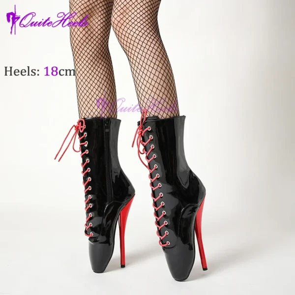 Mixed ColorsExotic Ballet Boots 18CM/7" High Heel Hoof Sole Strange Style Boots Women SM Games Sexy Fetish Ballet Lockable Shoes