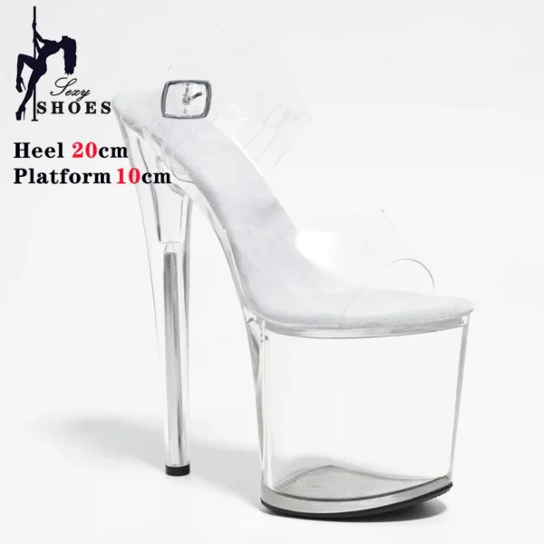 Women's Sandals with Heels Nightclub Dancing Stilettos Clear Heels Crystal Platform Ladies Pole Dancing T-show Model Stripper Sh